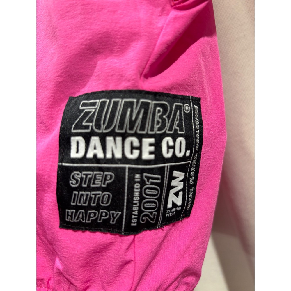Zumba Half-Zip Pullover Hooded Crop Top Pink Orange Black Medium New - Picture 3 of 6